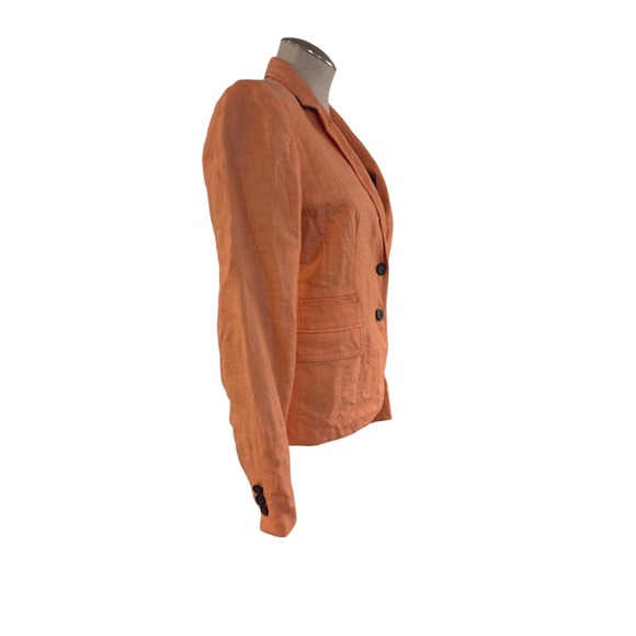 J.Crew Womens Linen Blazer Jacket Size 4 Apricot Orange Two Button Notch Lapel - Picture 9 of 12